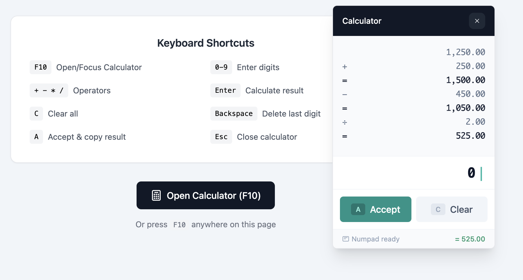 Quick Calculator Widget